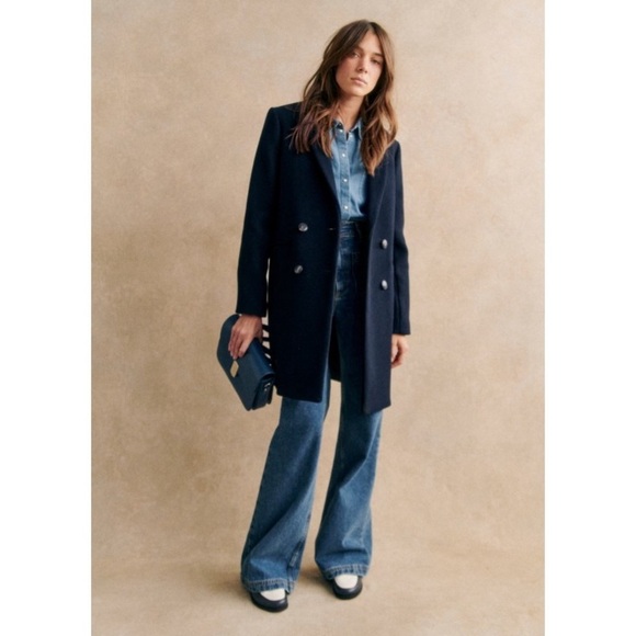 Sezane Manteau Johnson Coat in Marine Navy Blue Size 36 NEW NWT - Picture 1 of 10